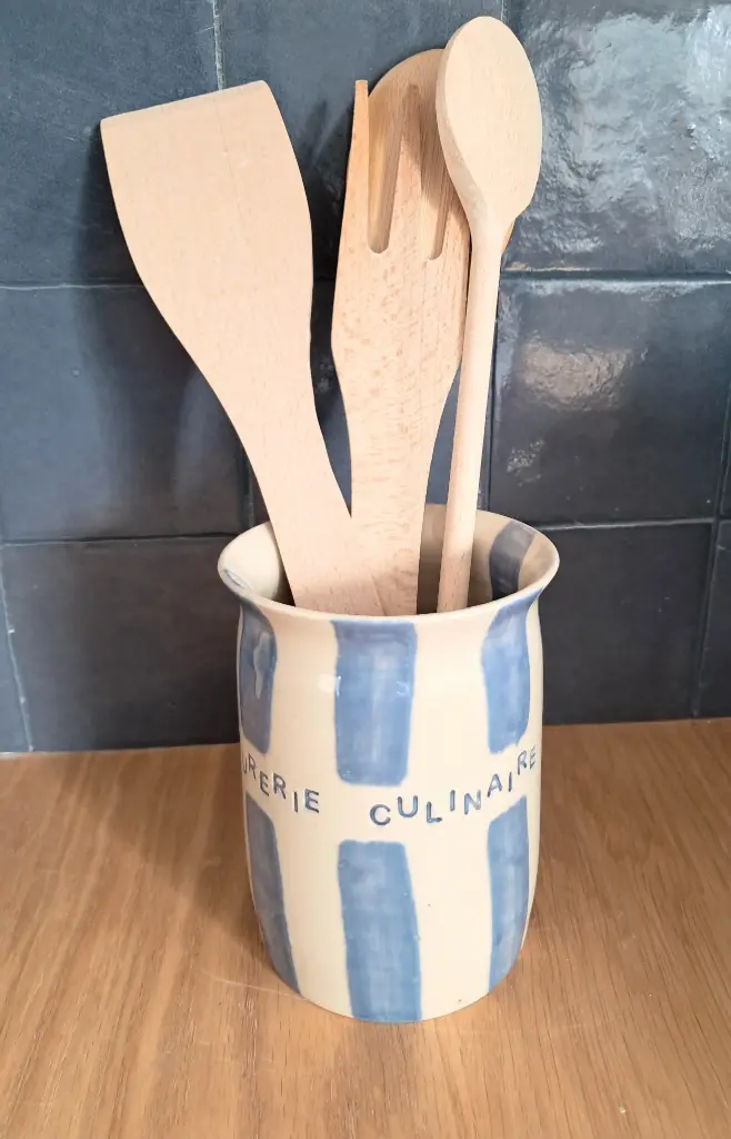 Pot à ustensiles bleu Armurerie culinaire