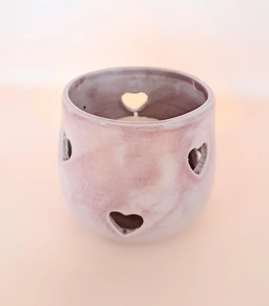 Photophore coeur rose